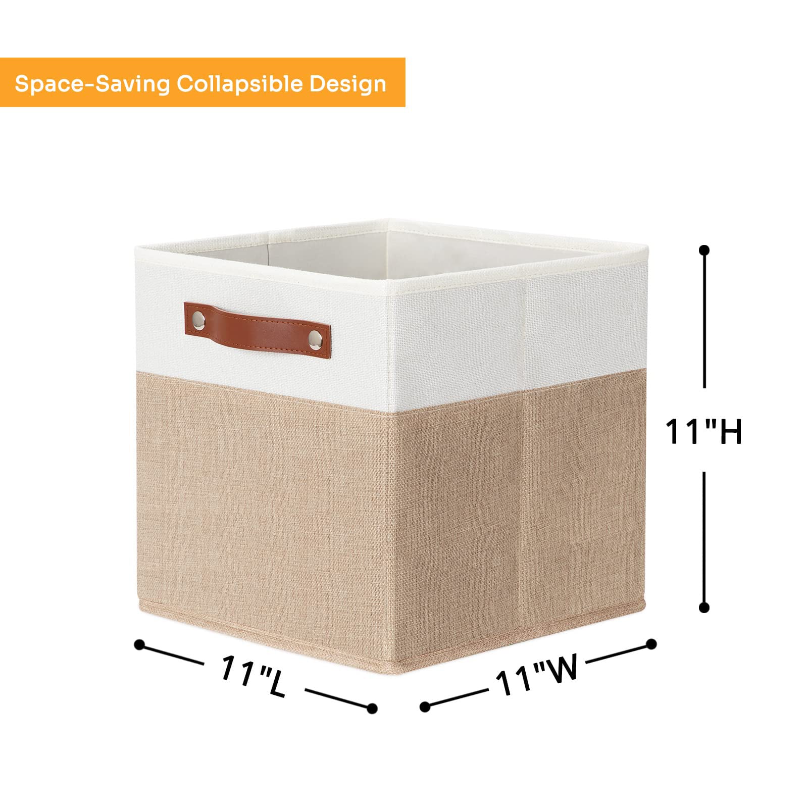 Set Of 4 Fabric Storage Cubes Decorative Shelf Baskets With Handles_voghion.com